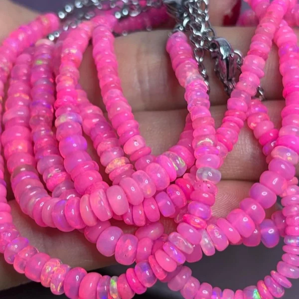 Bracelet opale rose fushia · Reflets scintillants · Fermoir argenté