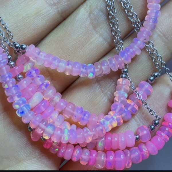 PETIT COLLIER OPALE ROSE FUSHIA AA